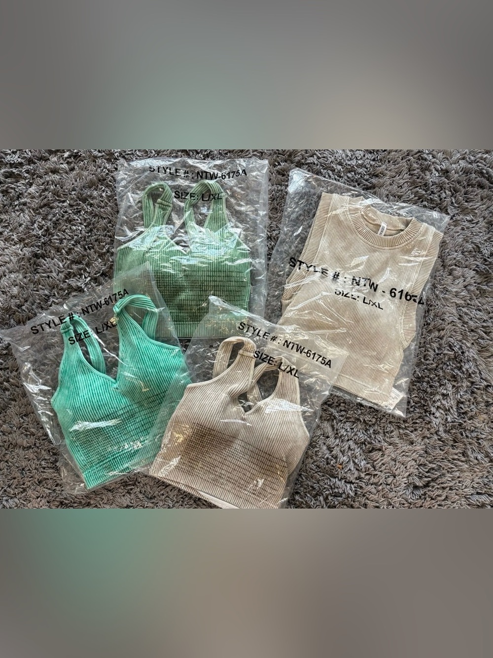 Zenana Acid Wash Ribbed Brami Bundle; 4 Pieces